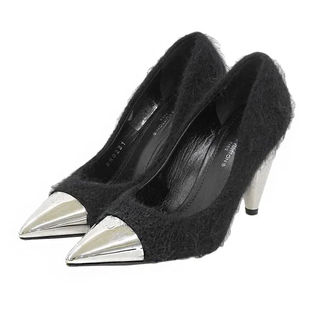 Louis Vuitton Logo Mohair Line Black Heels 34 in Black from The Reluxe, photo 1 of 1