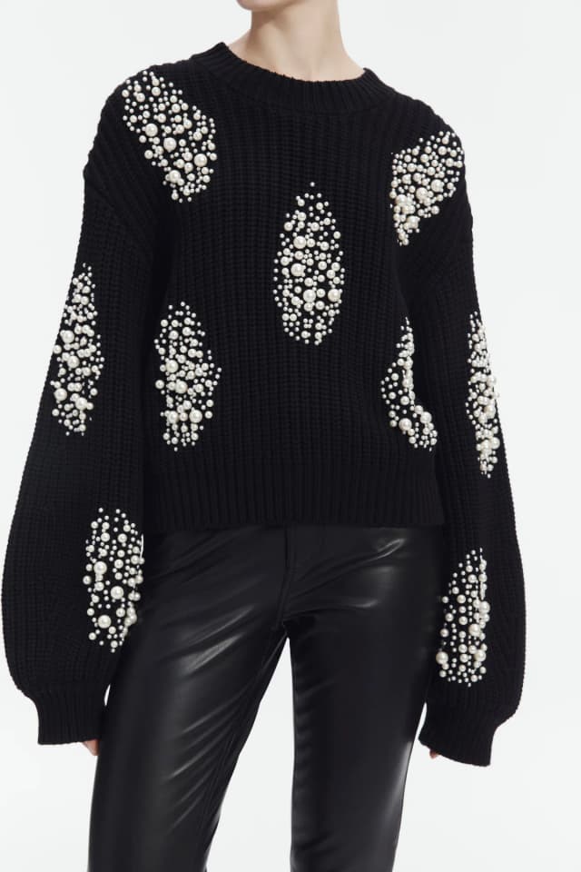AJE Eisley Pearl Jumper in BLACK, image 1 of 1 from Aje