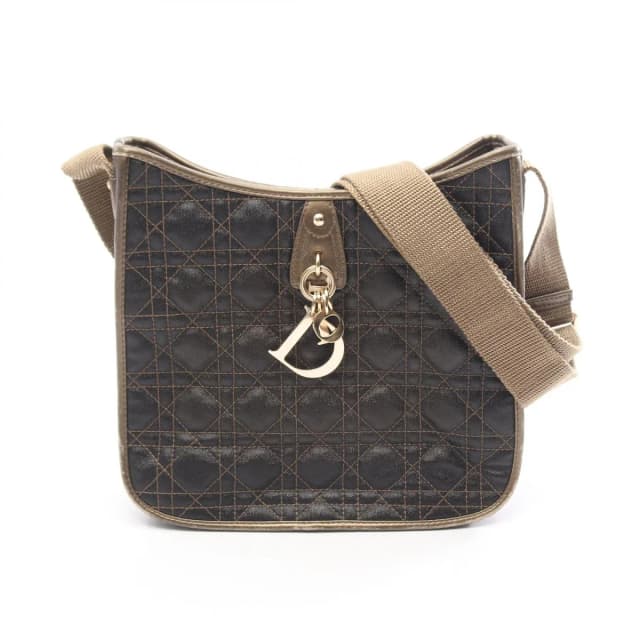 Dior Shoulder Bag Cannage Dark Brown Gold Canvas Leather in Brown Canvas from The Reluxe, photo 1 of 1
