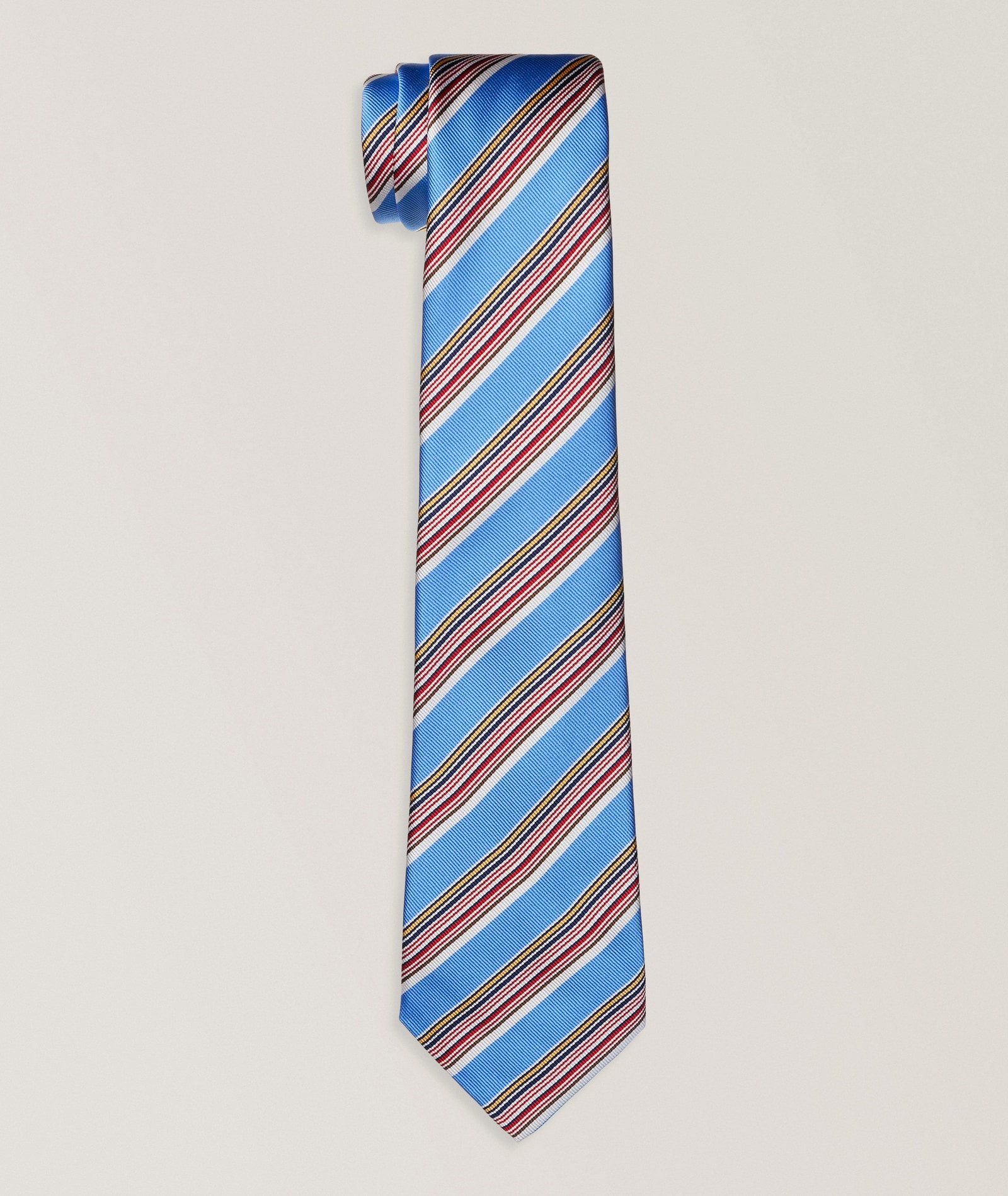 Kiton Multicolour Striped Silk Tie in Blue Silk & Silk Blends, image 1 of 1 from Harry Rosen