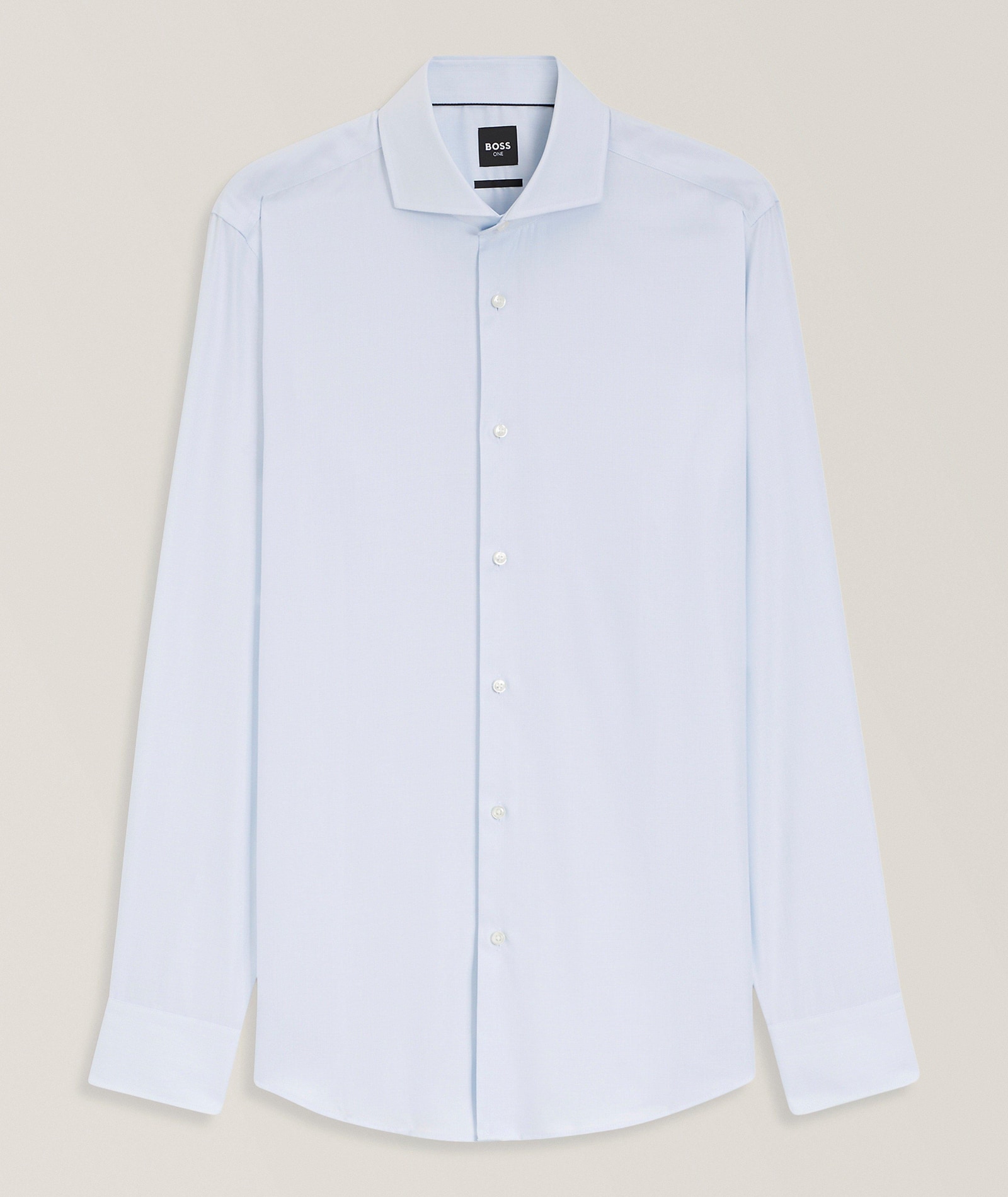 BOSS Hank Cotton-Blend Dress Shirt in Blue 53% cotton, 47% lyocell, image 1 of 1 from Harry Rosen