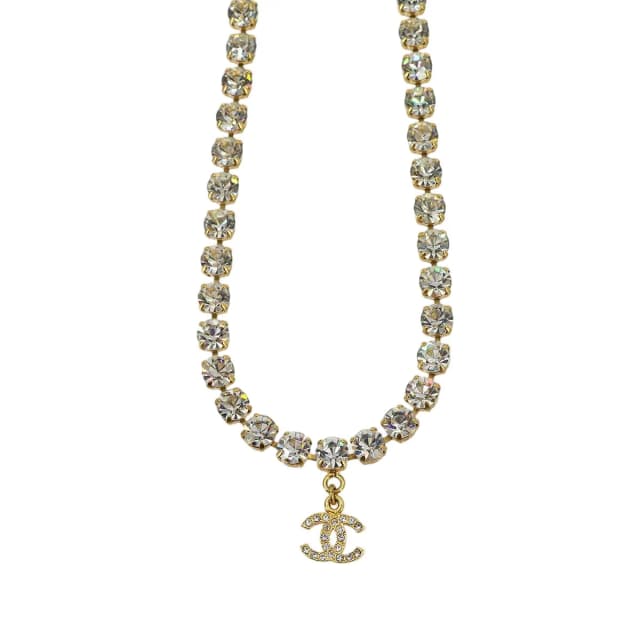 Chanel 96A CC Logo Rhinestone Necklace Gold Vintage in Gold from The Reluxe, photo 1 of 1