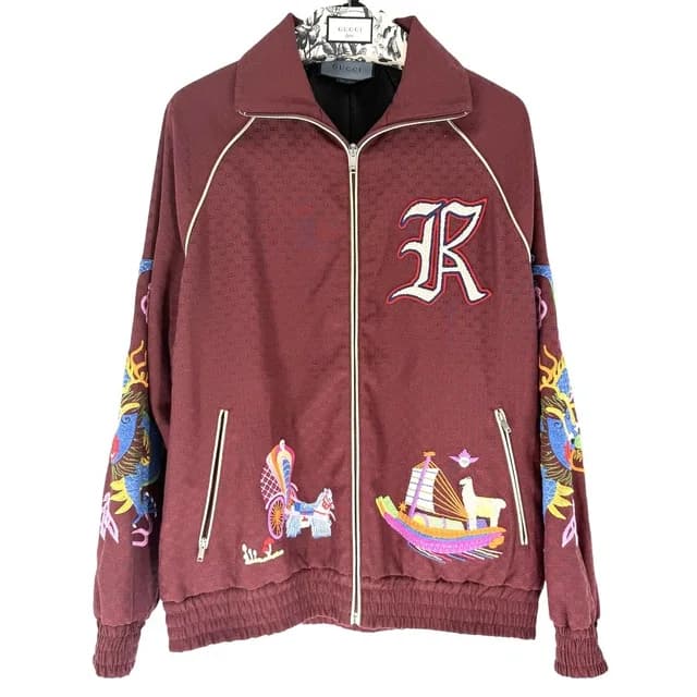 Gucci Varsity Jacket Dragon Wine Red Multicolor Silver Polyester Cotton S in Burgundy Wool from The Reluxe, photo 1 of 1