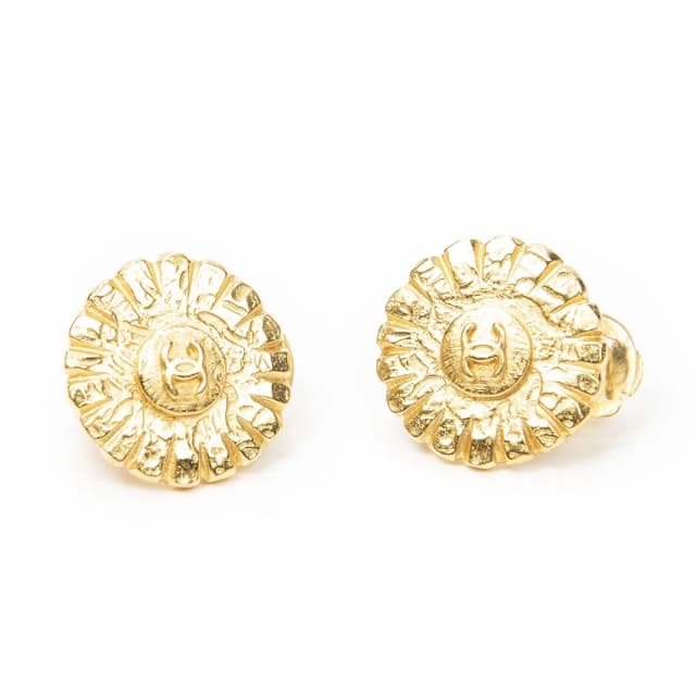 Chanel Large CC Round Clip on Earrings Gold Plated in Gold from The Reluxe, photo 1 of 1
