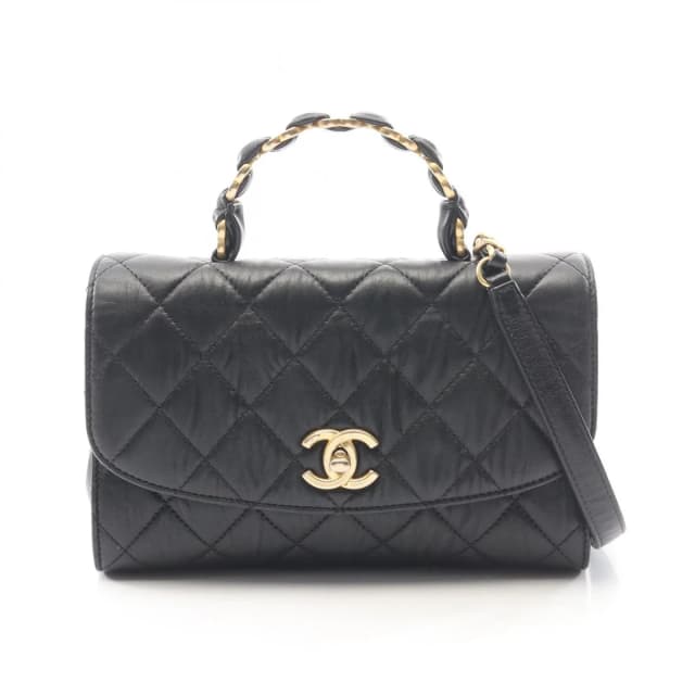 Chanel Shoulder Bag Quilted Top Handle Black Leather Top Small Flap in Black Leather from The Reluxe, photo 1 of 1