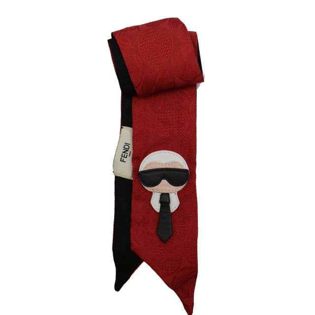 Fendi Karlito Wrappy Silk Scarf Red in Red Silk from Dallas Designer Handbags, photo 1 of 1