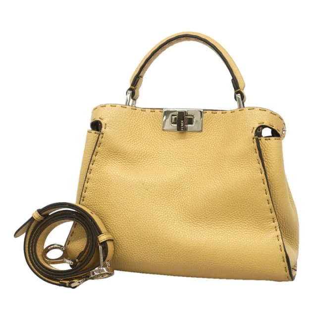 Fendi Handbag Selleria Peekaboo Essential Leather Beige Silver 2-Way Bag in Beige Leather from The Reluxe, photo 1 of 1