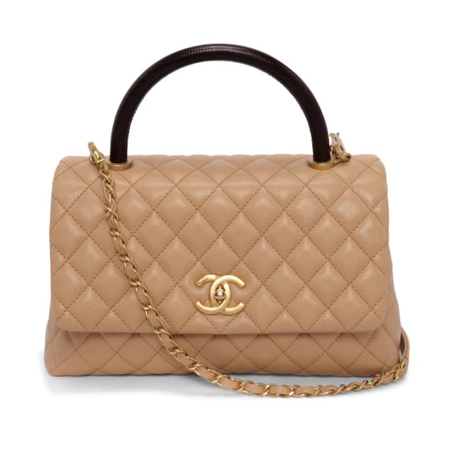 Chanel Caviar & Lizard Medium Coco Handle Bag in Beige & Burgundy Caviar leather from Blue Spinach, photo 1 of 1