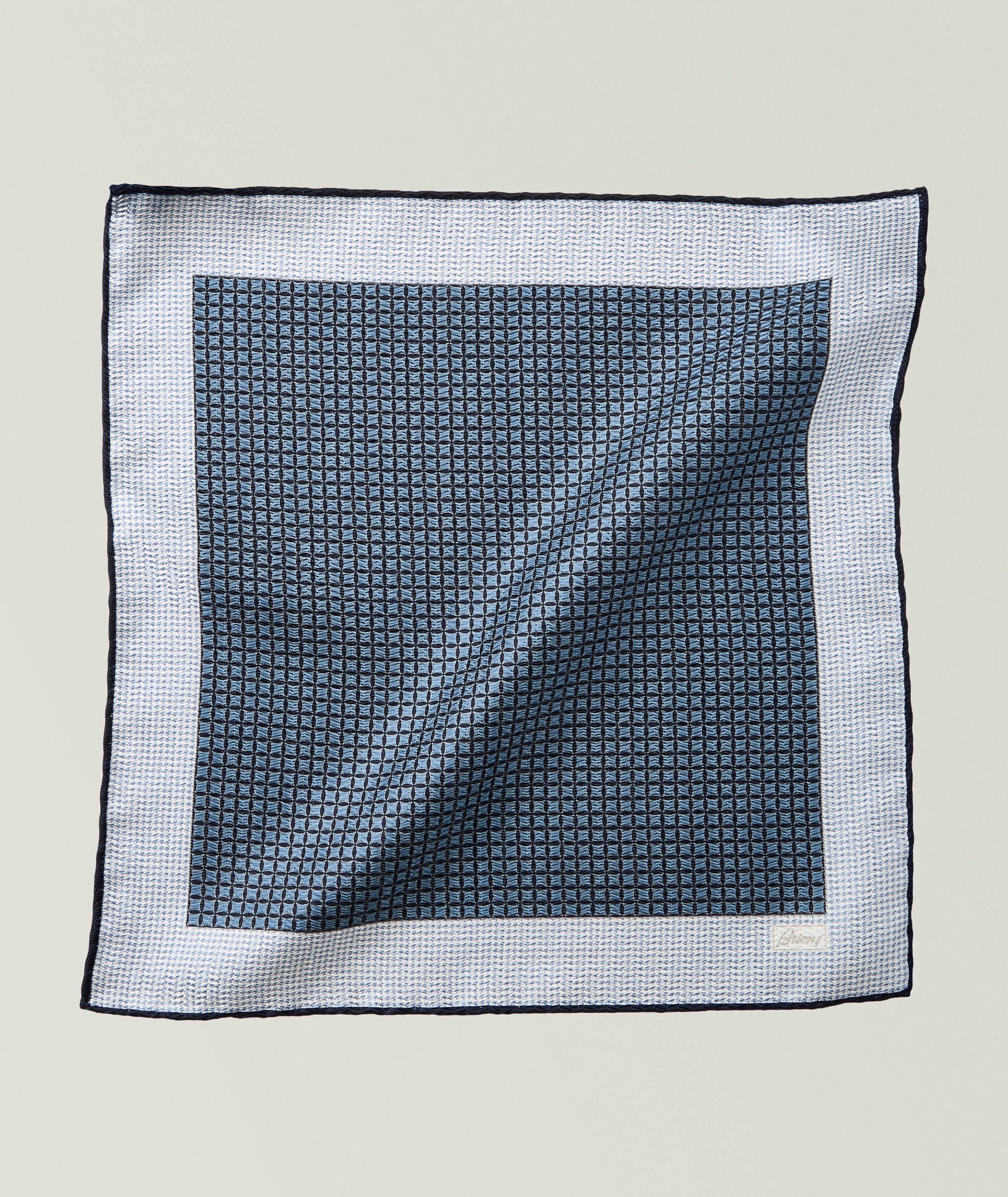 Micro-Motif Hand Rolled Silk Handkerchief in Blue, image 1 of 1 from Harry Rosen
