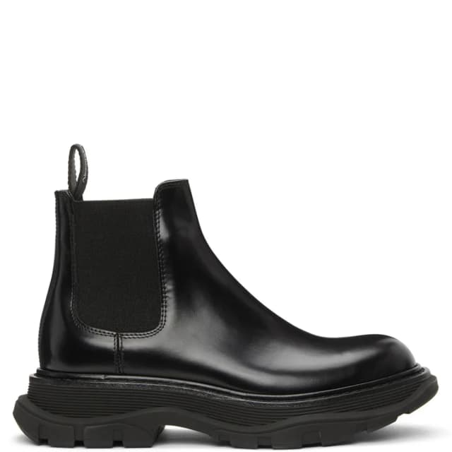 Alexander McQueen Tread Polished Chelsea Ankle Boot, Black, image 1 of 1 from Cultstatus