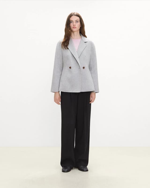 Theory Peplum Double-Breasted Blazer in Double-Face Wool-Cashmere, image 1 of 1 from Theory