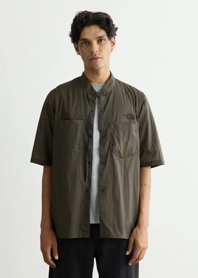 The North Face Band Collar Short Sleeve Climb Shirt in NTG, image 1 of 1 from Incu