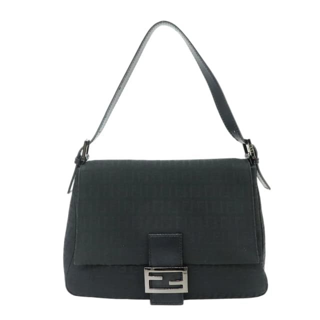 Fendi Zucchino Mamma Bucket Shoulder Bag Canvas Black Gunmetal in Black Canvas from The Reluxe, photo 1 of 1