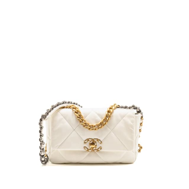 Chanel small 19 bag lambskin white multicoloured hardware (microchip) in White Lambskin from EMIER, photo 1 of 1