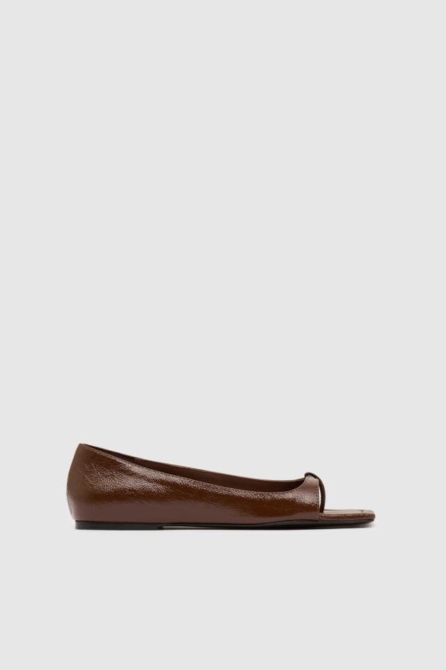 St Agni 90s Square Toe Flat - Patent Liqueur, image 1 of 1 from St. Agni