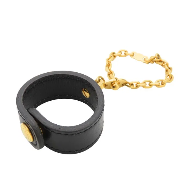Hermès Glove Holder Leather Metal Black Gold Gloves in Black Leather from The Reluxe, photo 1 of 1