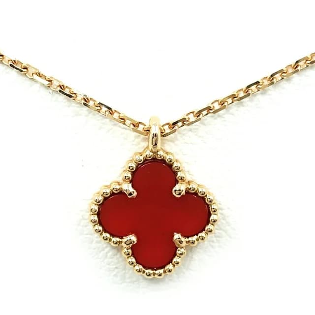 Van Cleef & Arpels 18k Pink Gold Sweet Alhambra Pendant Carnelian in Pink from The Reluxe, photo 1 of 1