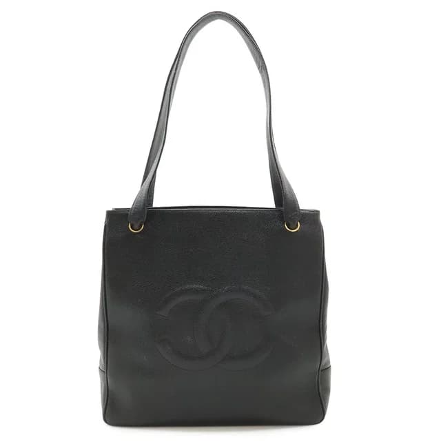 Chanel CC Logo Tote Shoulder Bag Caviar Leather Black Gold in Black Caviar leather from The Reluxe, photo 1 of 1