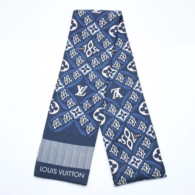Louis Vuitton Band Since Scarf Silk Navy Blue in Navy Silk from The Reluxe, photo 1 of 1
