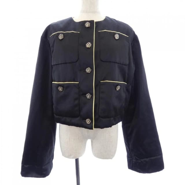 Chanel 25A Collarless Jacket Black in Black Silk from The Reluxe, photo 1 of 1