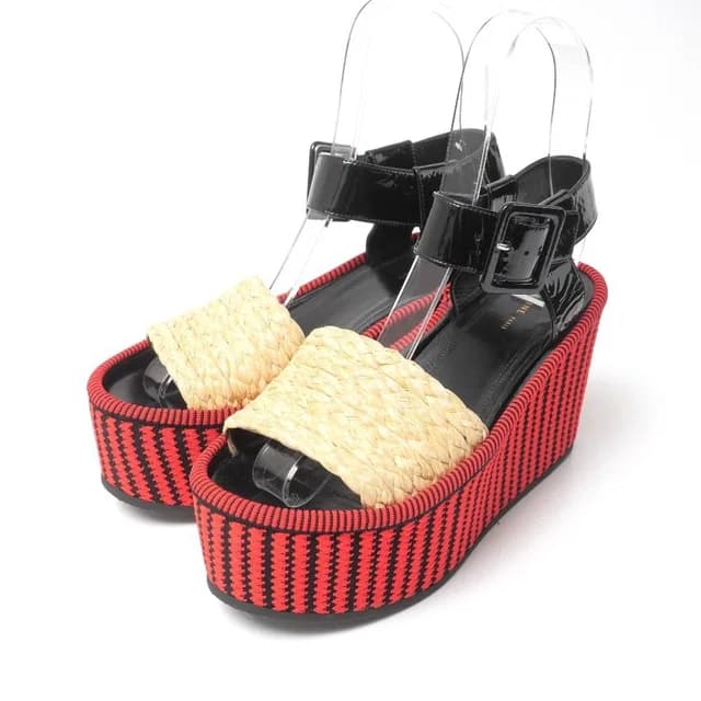 Celine Sandals Phoebe Philo Era Wedge Thick Sole Ankle Strap Red Black 36.5 in Black from The Reluxe, photo 1 of 1