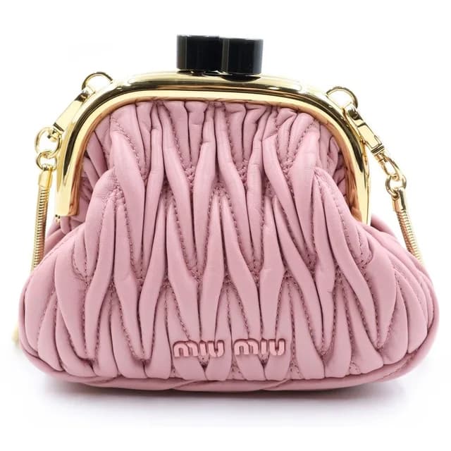 Miu Miu Bell Mini Back Shoulder Bag Matelasse Nappa Leather Pink in Pink Nappa leather from The Reluxe, photo 1 of 1