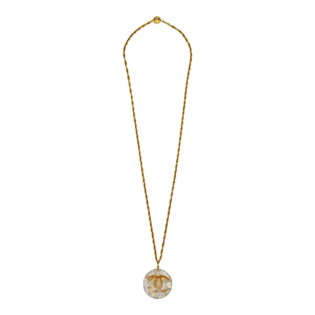 Chanel Opalescent CC Logo Pendant Necklace in Woven leather from Clotheshorse Anonymous, photo 1 of 1