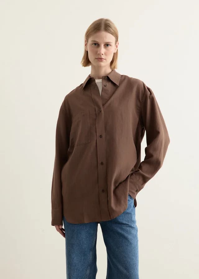 Studio Nicholson Oversized Classic Shirt in BROWN, image 1 of 1 from Incu