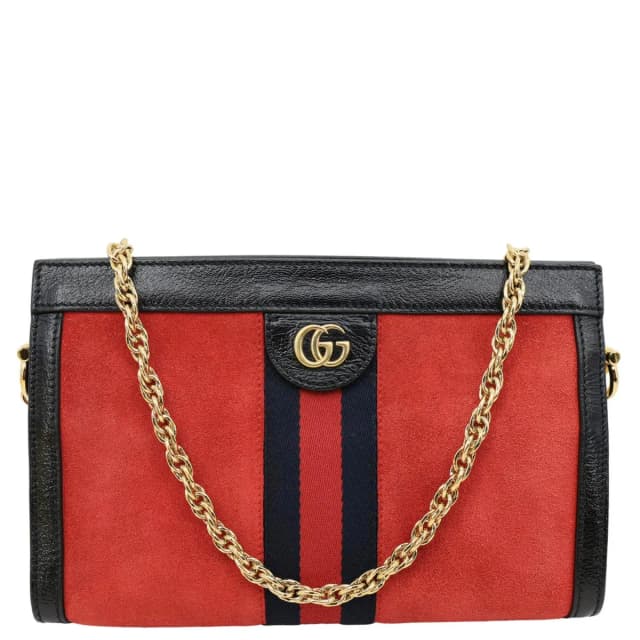 Gucci Ophidia Small Suede Chain Shoulder Bag Red 503877 in Red Suede from Dallas Designer Handbags, photo 1 of 1