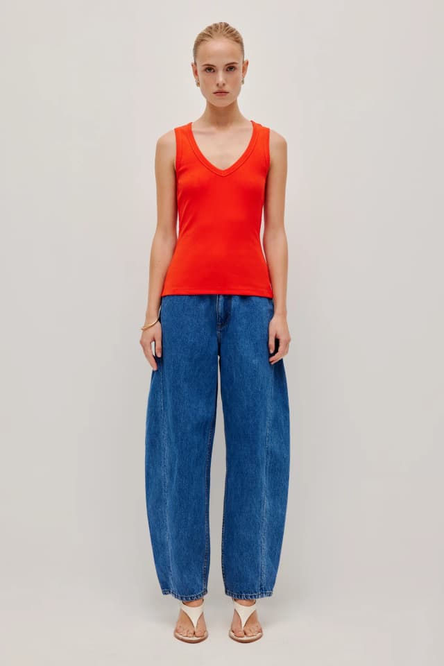 Aje Studio Monroe V-Neck Tank in BURNT ORANGE, image 1 of 1 from Aje