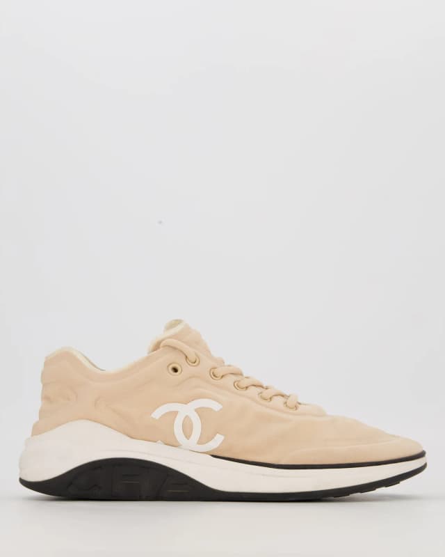 Chanel Beige Neoprene Sneakers with White CC Logo in Fabric Size EU 42 in White from Sellier, photo 1 of 1