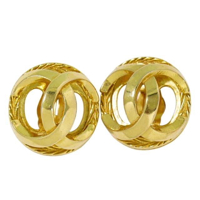 Chanel CC Logo Earrings Gold Plated in Gold from The Reluxe, photo 1 of 1