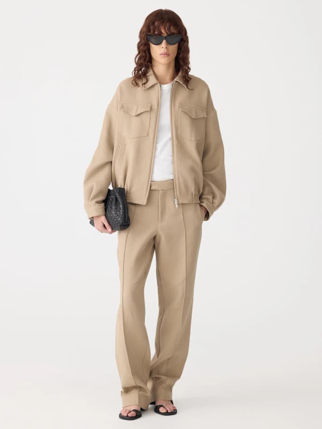 Bassike Raised Twill Straight Leg Pant, image 1 of 1 from bassike
