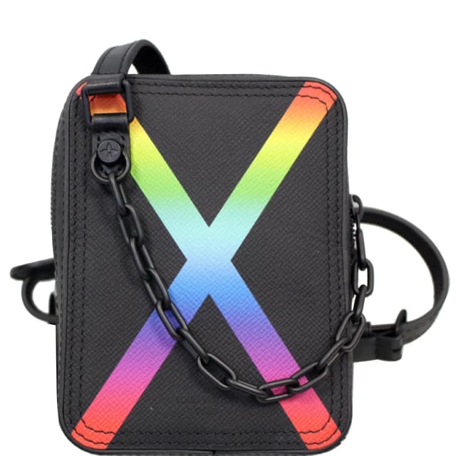 Louis Vuitton Sac Danube Taiga Messenger Crossbody Bag Black in Black Leather from Dallas Designer Handbags, photo 1 of 1