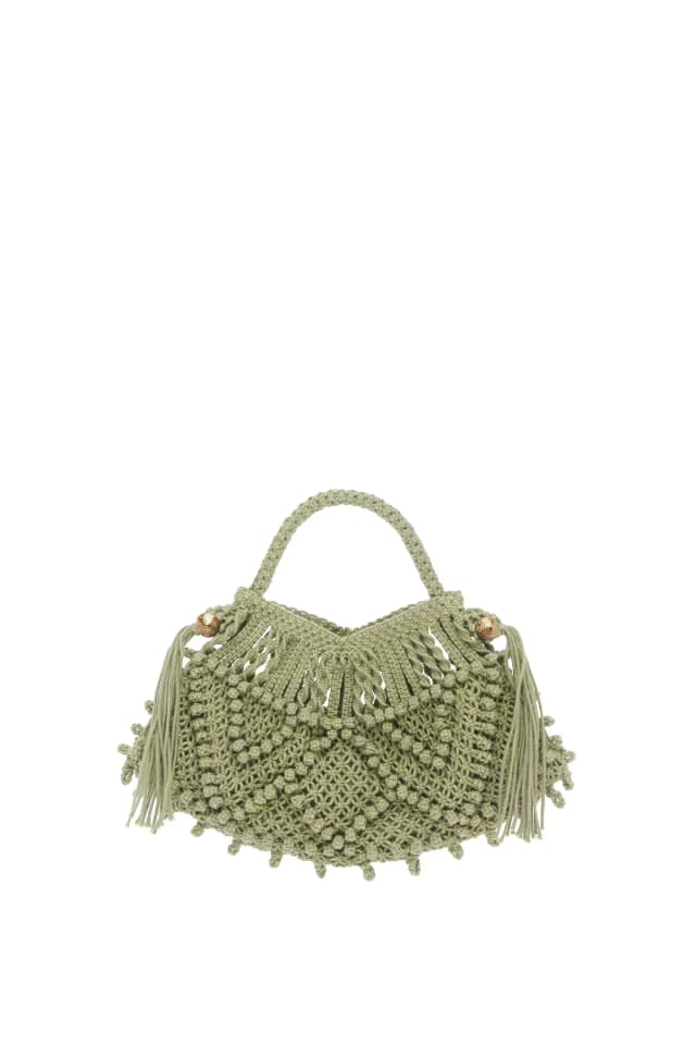 2601 - SUMMER 26 MACRAME CRESCENT BAG SAGE, image 1 of 1 from Alemais