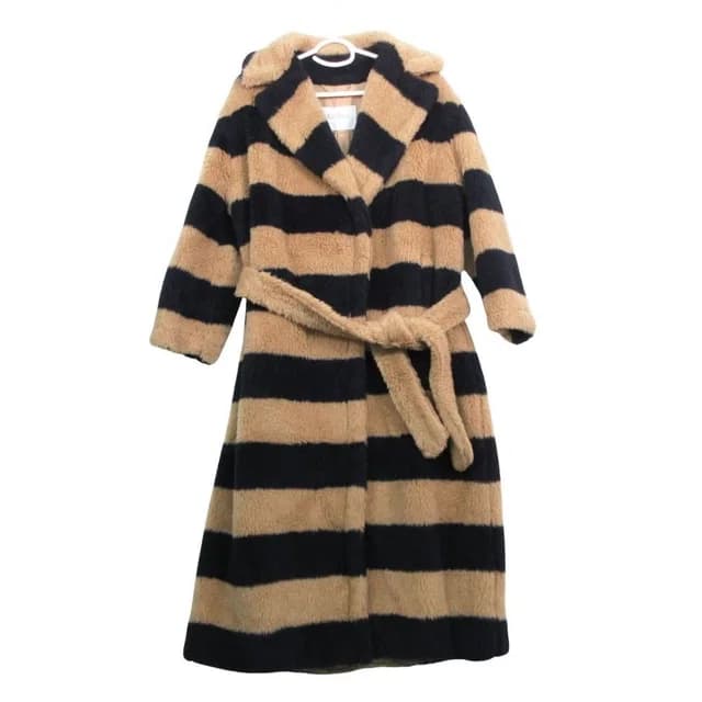 Max Mara Teddy Bear Coat Striped Long Brown 34 XS in Brown from The Reluxe, photo 1 of 1