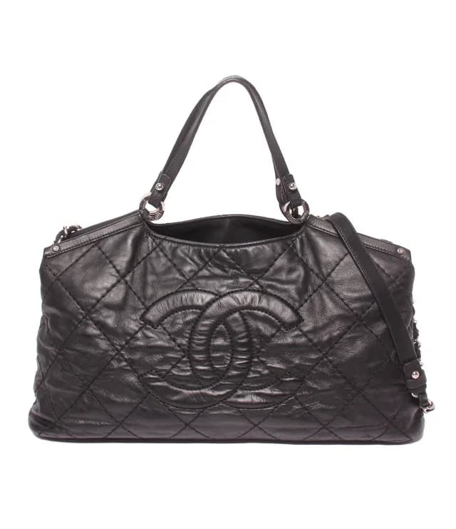 Chanel 2-Way Tote Chain Shoulder Bag Wild Stitch Silver in Silver Leather from The Reluxe, photo 1 of 1