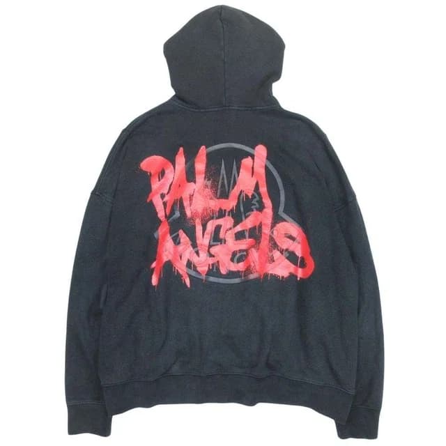 Moncler Palm Angels Back Print Hoodie Genius M Black in Black from The Reluxe, photo 1 of 1
