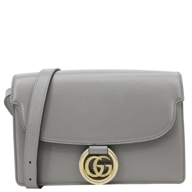 Gucci GG Ring Leather Shoulder Bag Light Grey 589474 in Grey Leather from Dallas Designer Handbags, photo 1 of 1