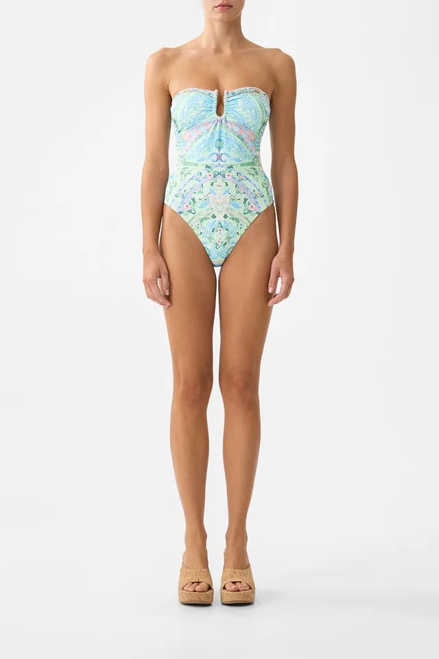 Camilla eBoutique GATHERED BANDEAU ONE PIECE WITH U RING FRONT MIDSUMMER MOSAICS, image 1 of 1 from CAMILLA