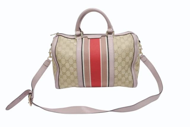 Gucci Shoulder Bag 2-Way GG Canvas Leather Beige Light Purple in Beige Canvas from The Reluxe, photo 1 of 1