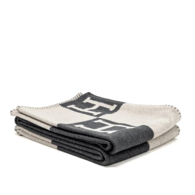 Hermès avalon III throw blanket ecru/gris fon in Grey Cashmere from EMIER, photo 1 of 1