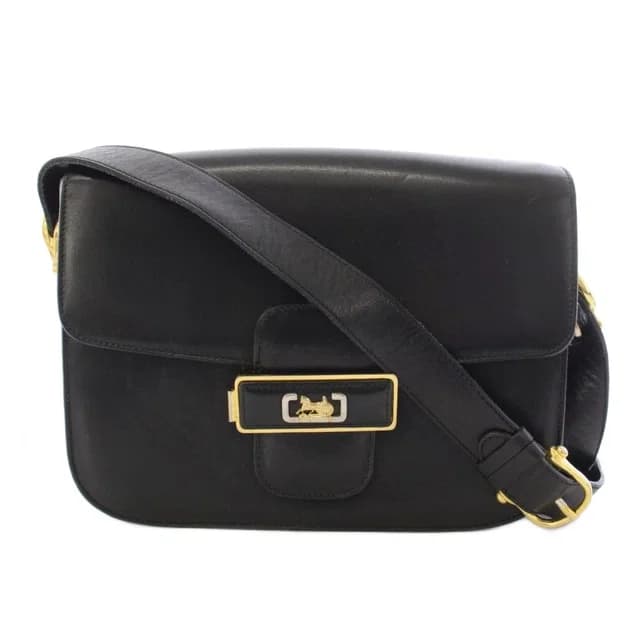 Celine Phoebe Philo Era Vintage Leather Carriage Shoulder Bag Black in Black Leather from The Reluxe, photo 1 of 1
