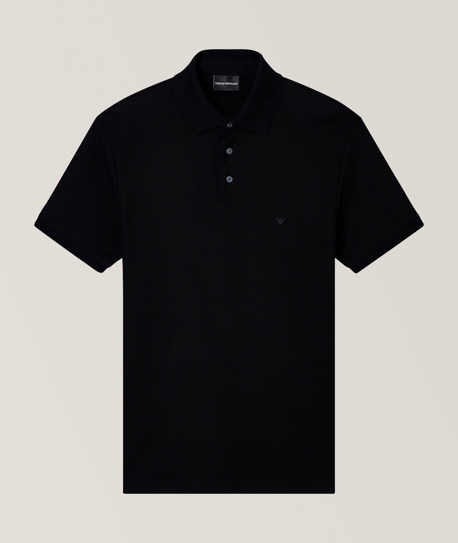 Emporio Armani Cotton Piqué Polo in Black, image 1 of 1 from Harry Rosen