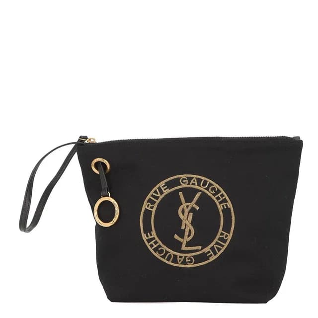 Saint Laurent Pouch Rive Gauche Embroidered Wool Black in Black Wool from The Reluxe, photo 1 of 1