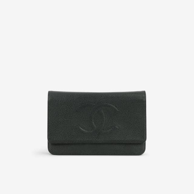 Chanel Vintage Classic Wallet on Chain - Black Caviar | Silver Hardware in Black Caviar from Bagista, photo 1 of 1