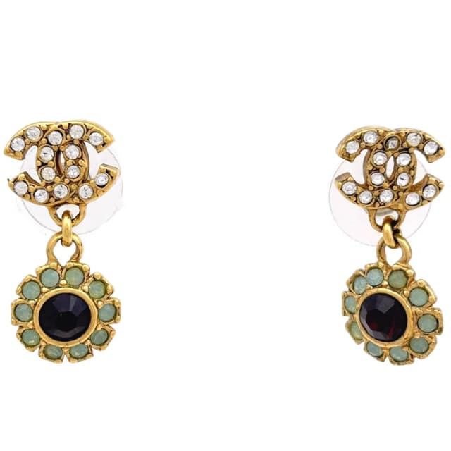 Chanel CC Logo Rhinestone Single Earring Gold Plated in Gold from The Reluxe, photo 1 of 1