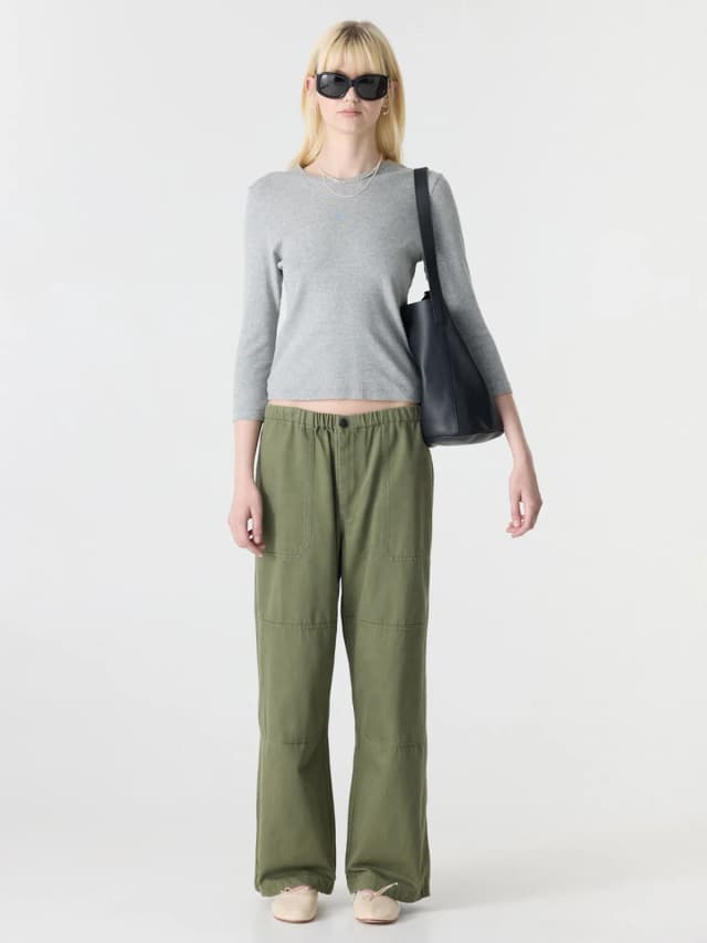 Bassike Canvas Cargo Pull On Pant, image 1 of 1 from bassike
