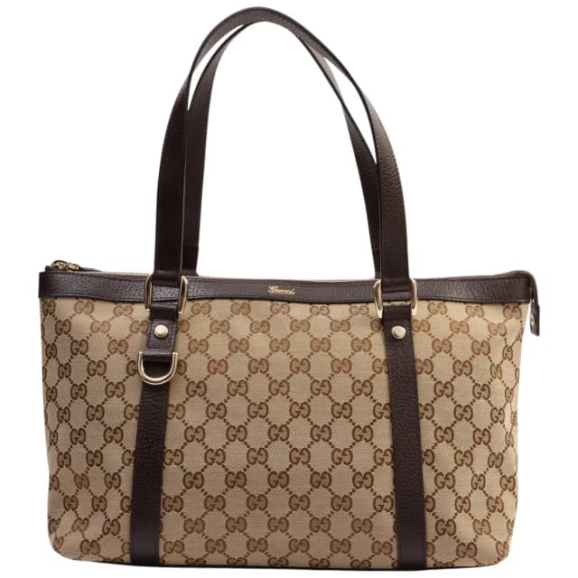 Gucci Canvas GG Supreme Abbey Handbag Beige/Dark Brown from VINTAGE QOO TOKYO, photo 1 of 1