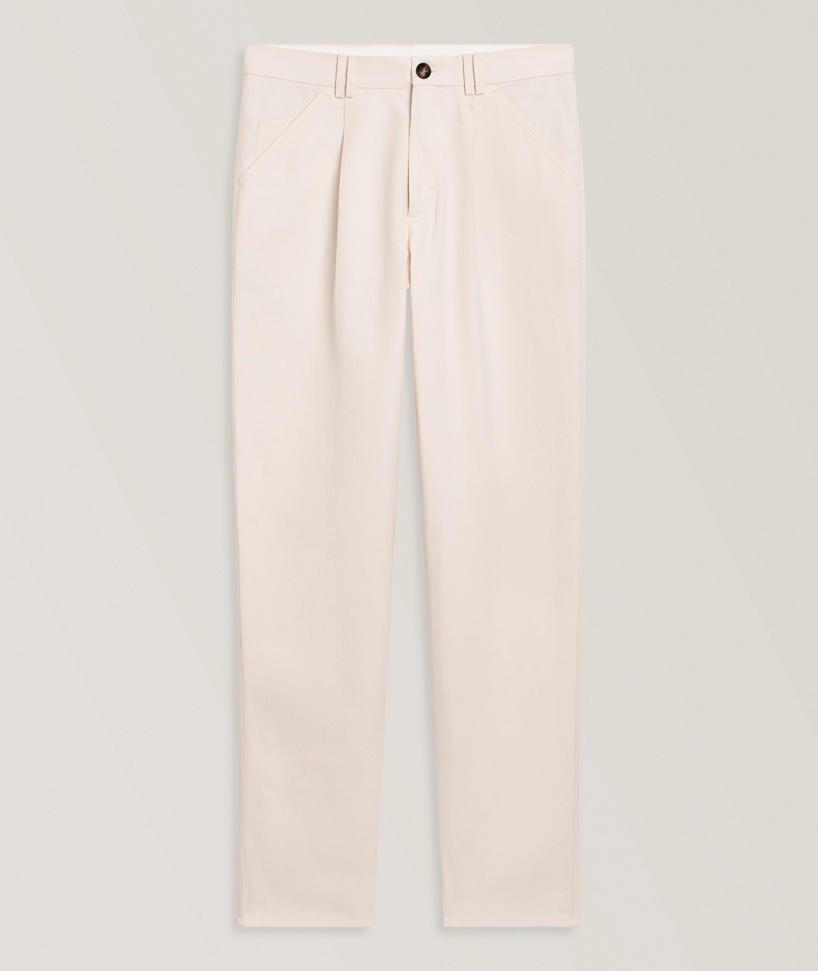 Brunello Cucinelli Pleated Cotton-Linen Canvas Chino Pants in Beige Linen & Linen Blends, image 1 of 1 from Harry Rosen